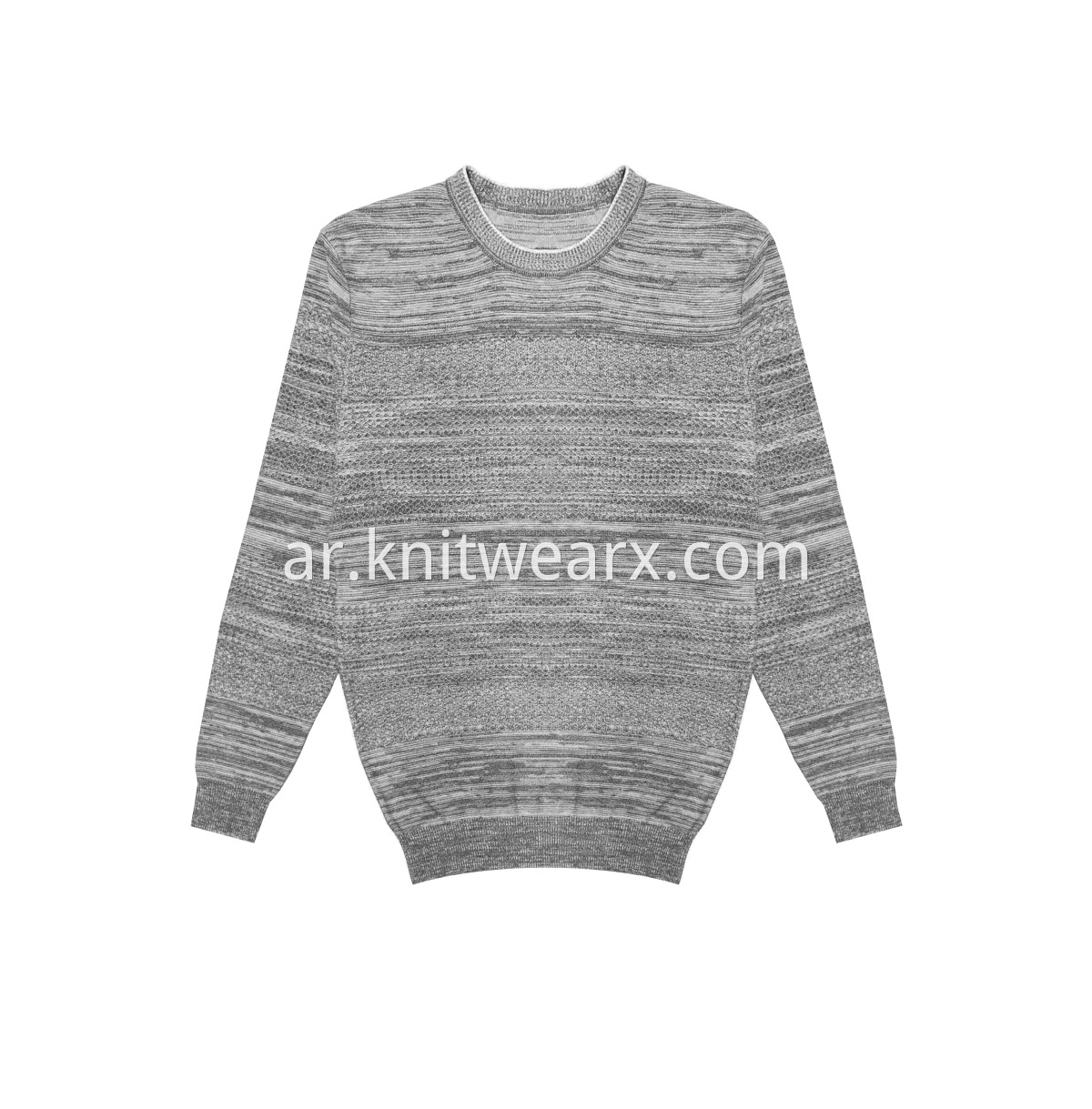 Men's Knitted Sweater Charcoal AB Yarn Crewneck Pullover